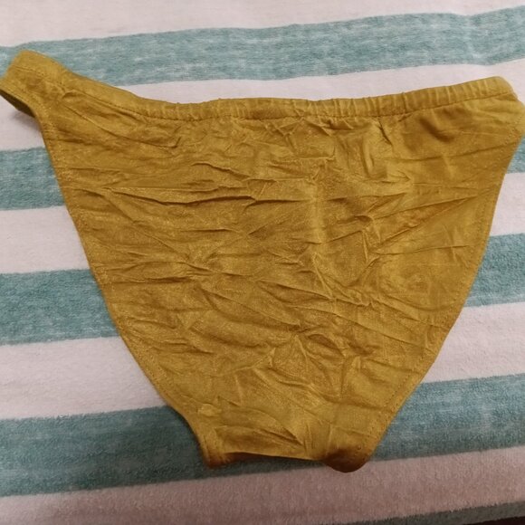 RARE VINTAGE 1" HOM SWIM BRIEF, SIZE 32", GOLD-CRINKLED PATTERN (*) (Pre-Owned) - Picture 2 of 8